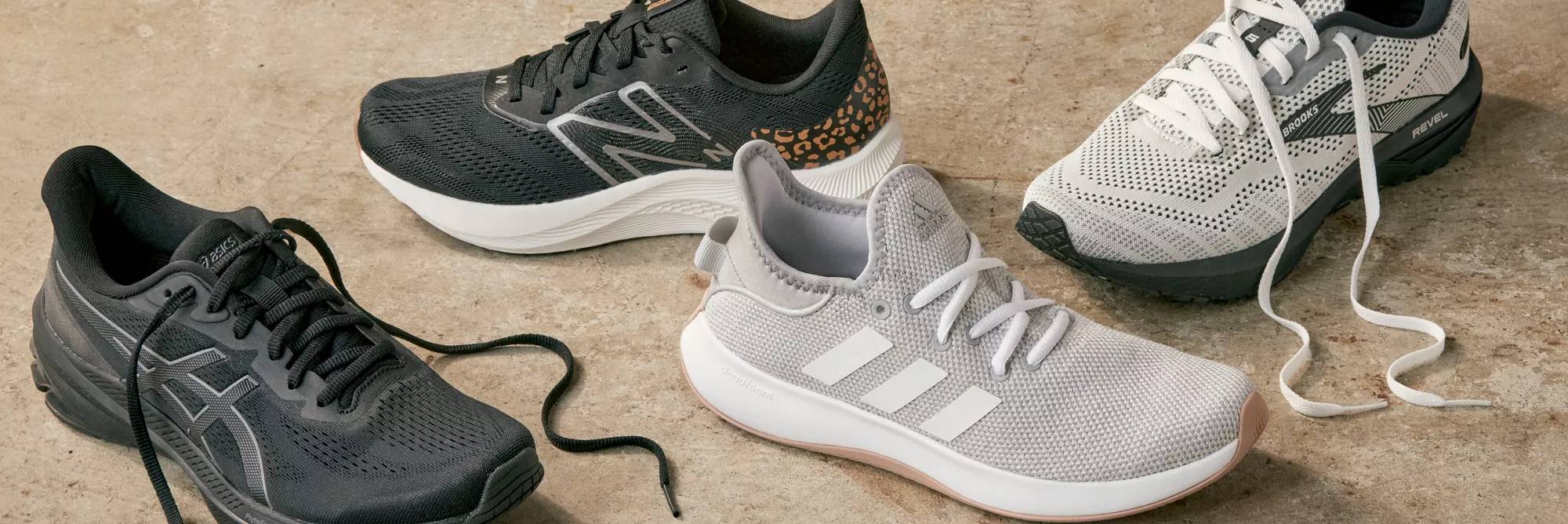 An assortment of running shoes and sneakers