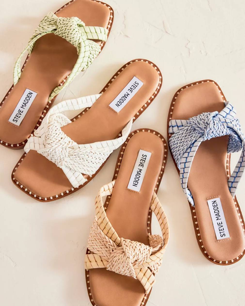 An assortment of flat dress sandals