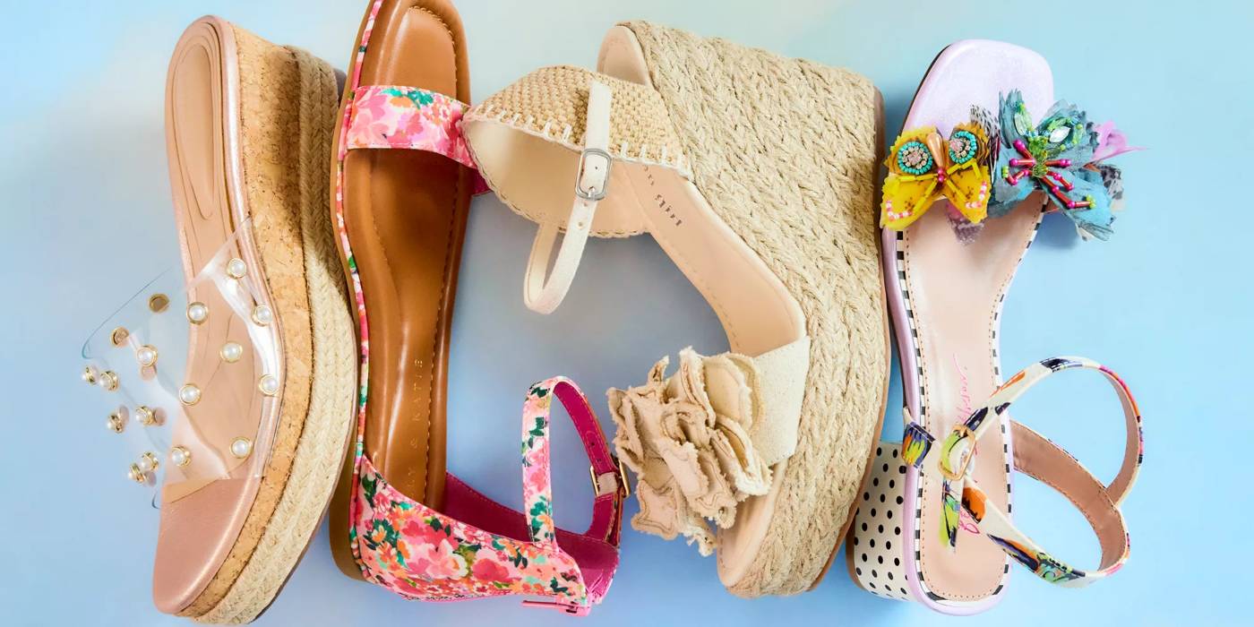 Various colorful women's sandals