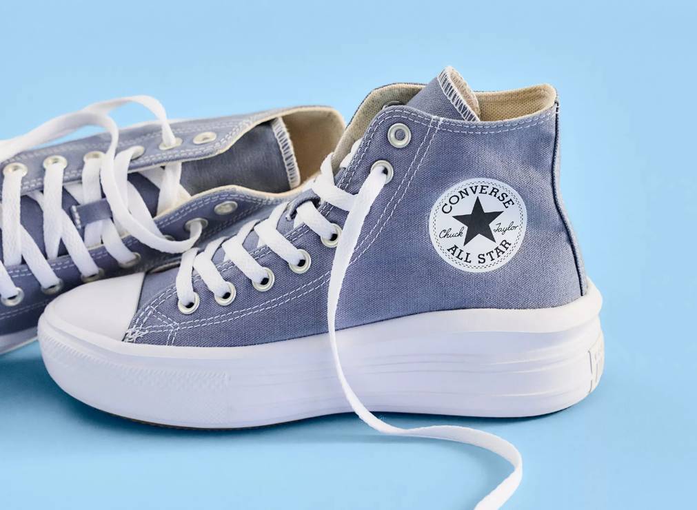 A pair of converse canvas platform sneakers