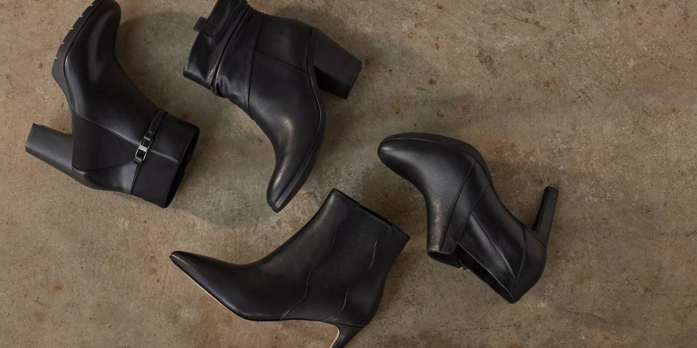 Various black ankle boots and booties