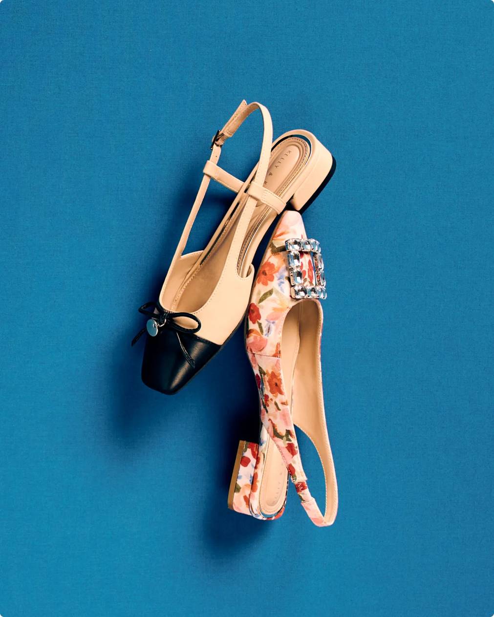 Featuring 2 Slingback heel styles.