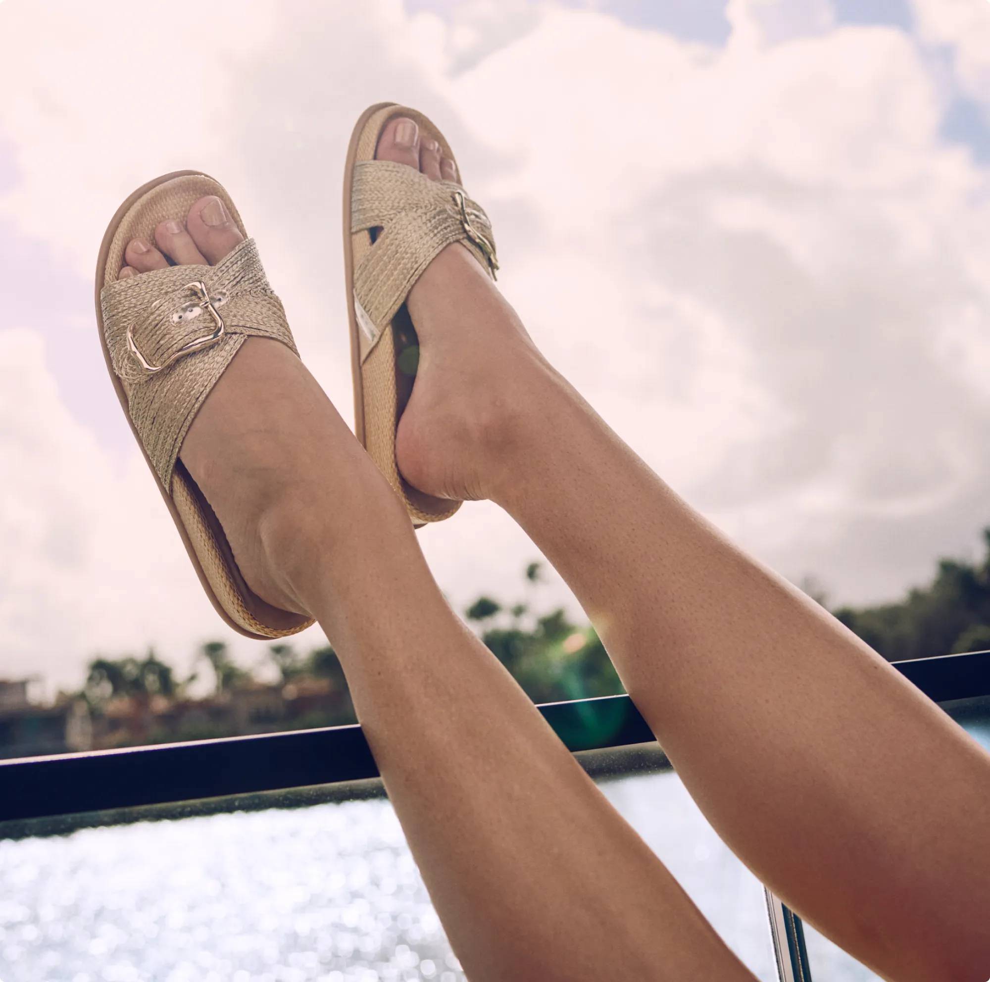 Featuring casual sandals.