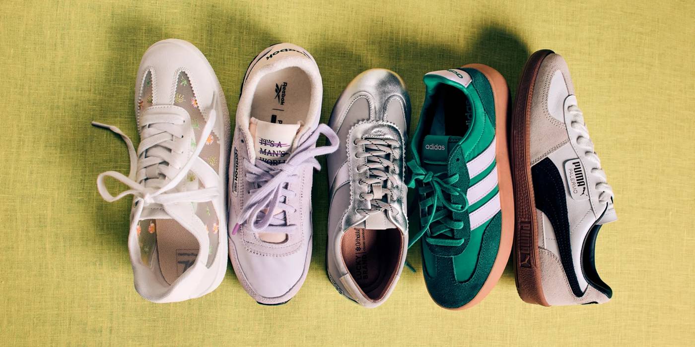 An assortment of spring-style sneakers.