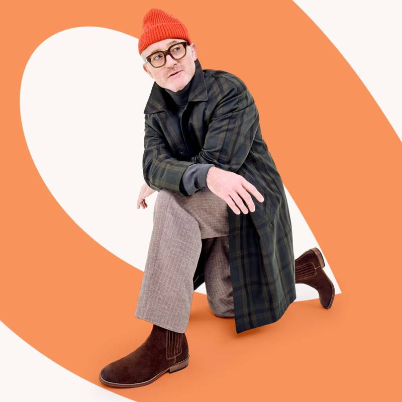 Model wearing Black McKay Steward Chelsea Boot.