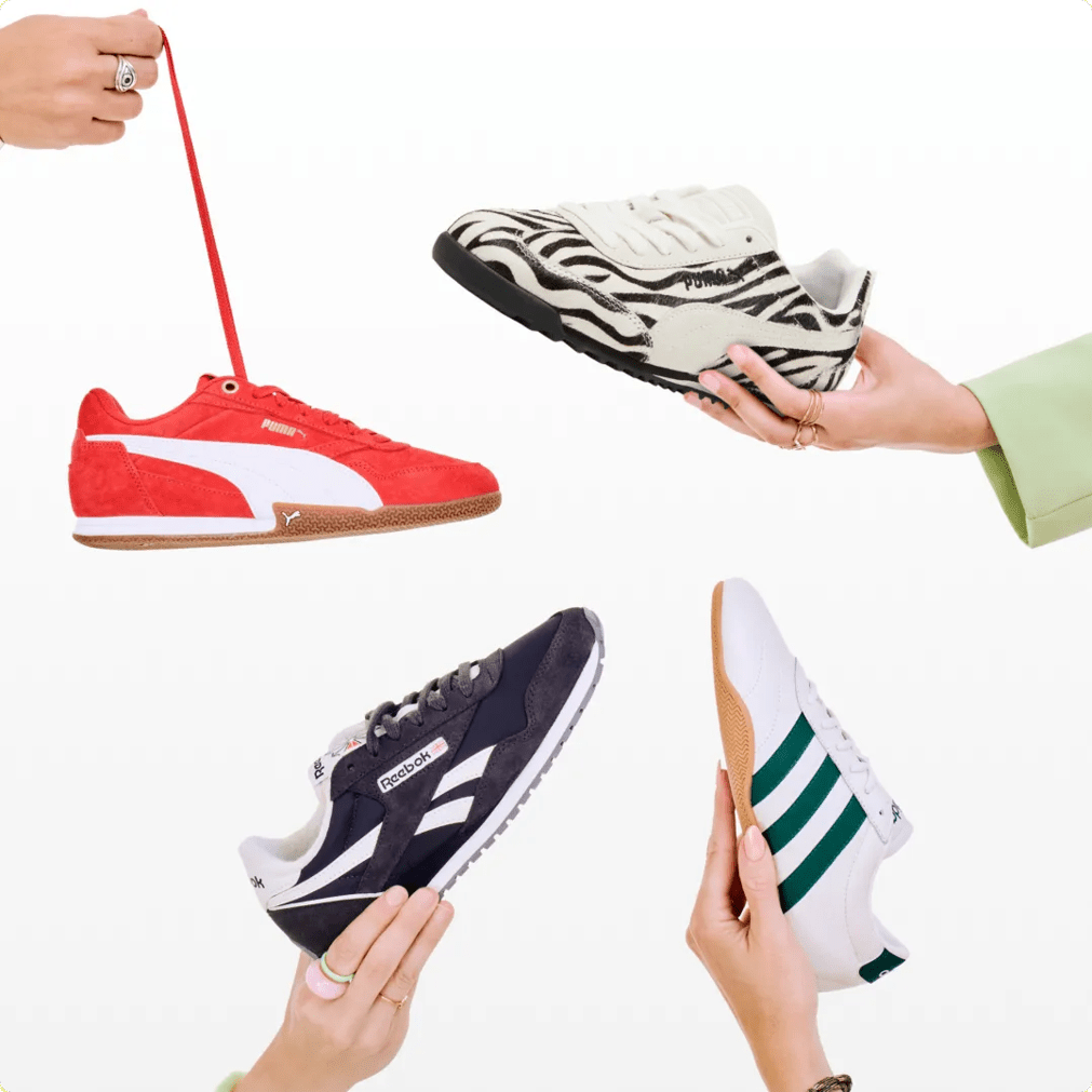 Featuring an assortment of sneakers