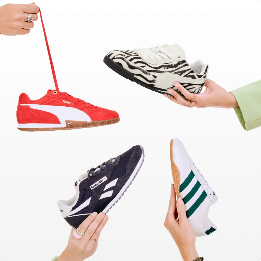 Featuring an assortment of sneakers