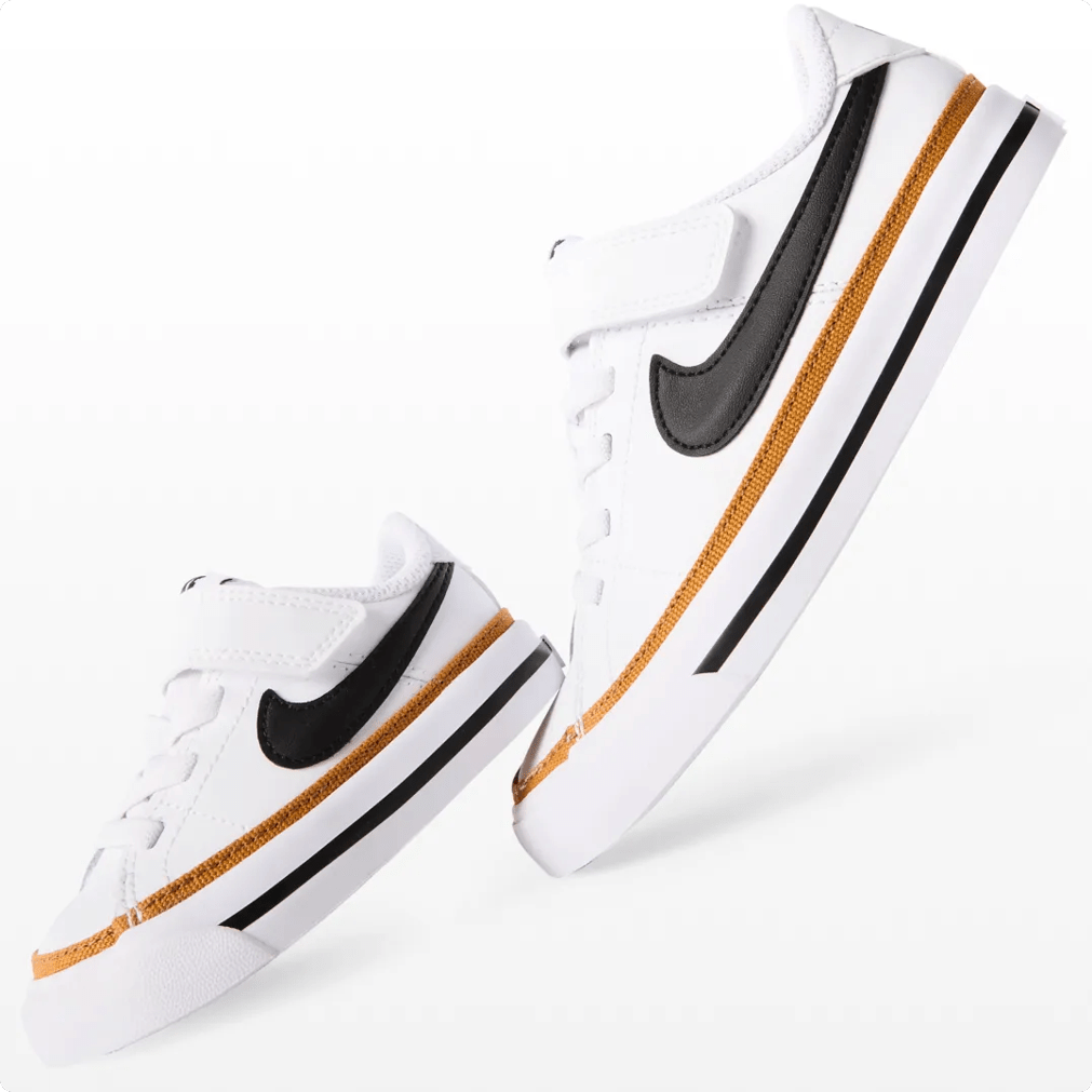 Featuring a pair of Nike kids sneakers