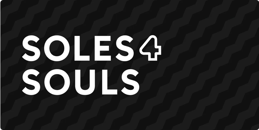 Featuring a black background speaking to shoe donation with Soles4Souls.