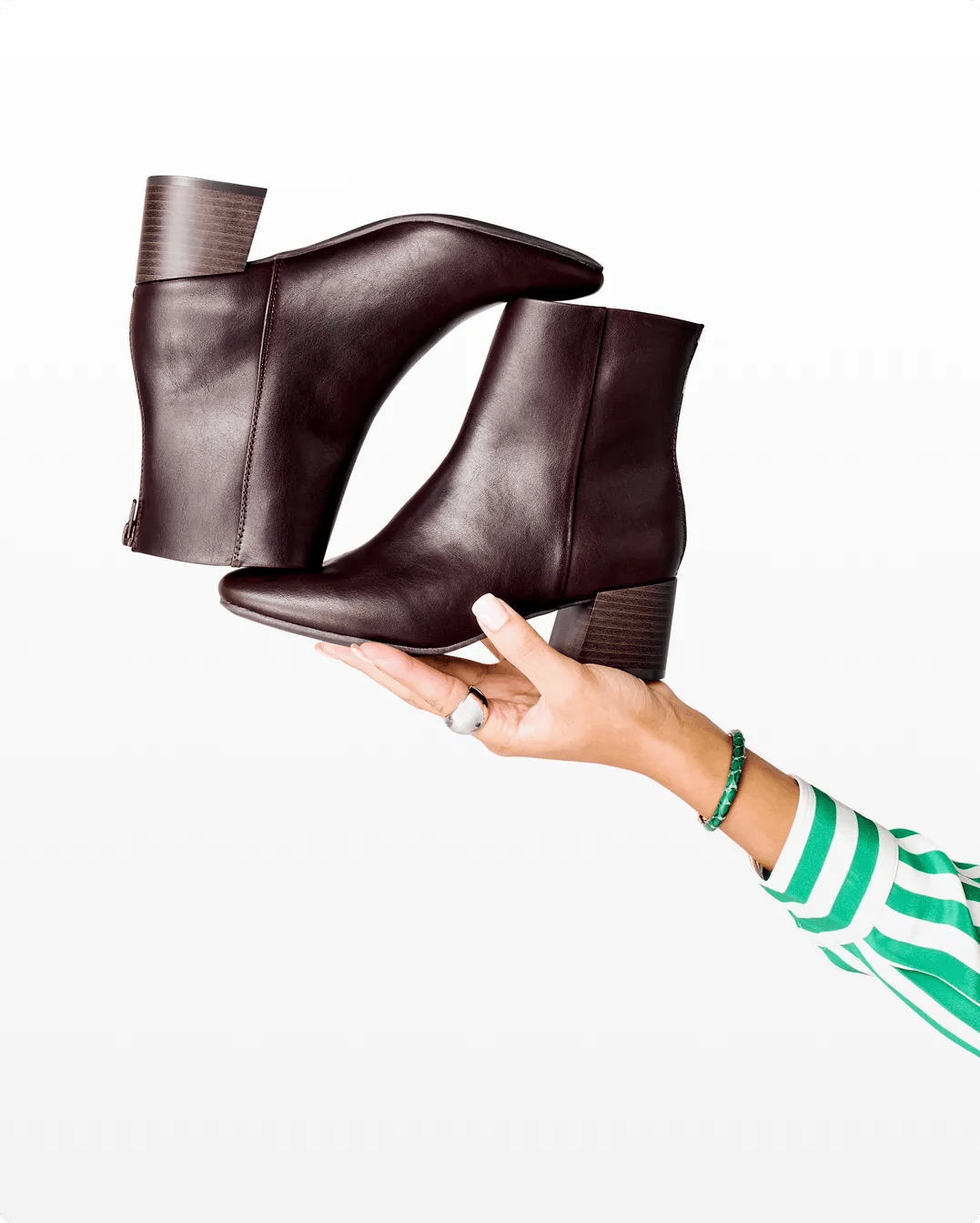 Featuring a pair of leather booties.