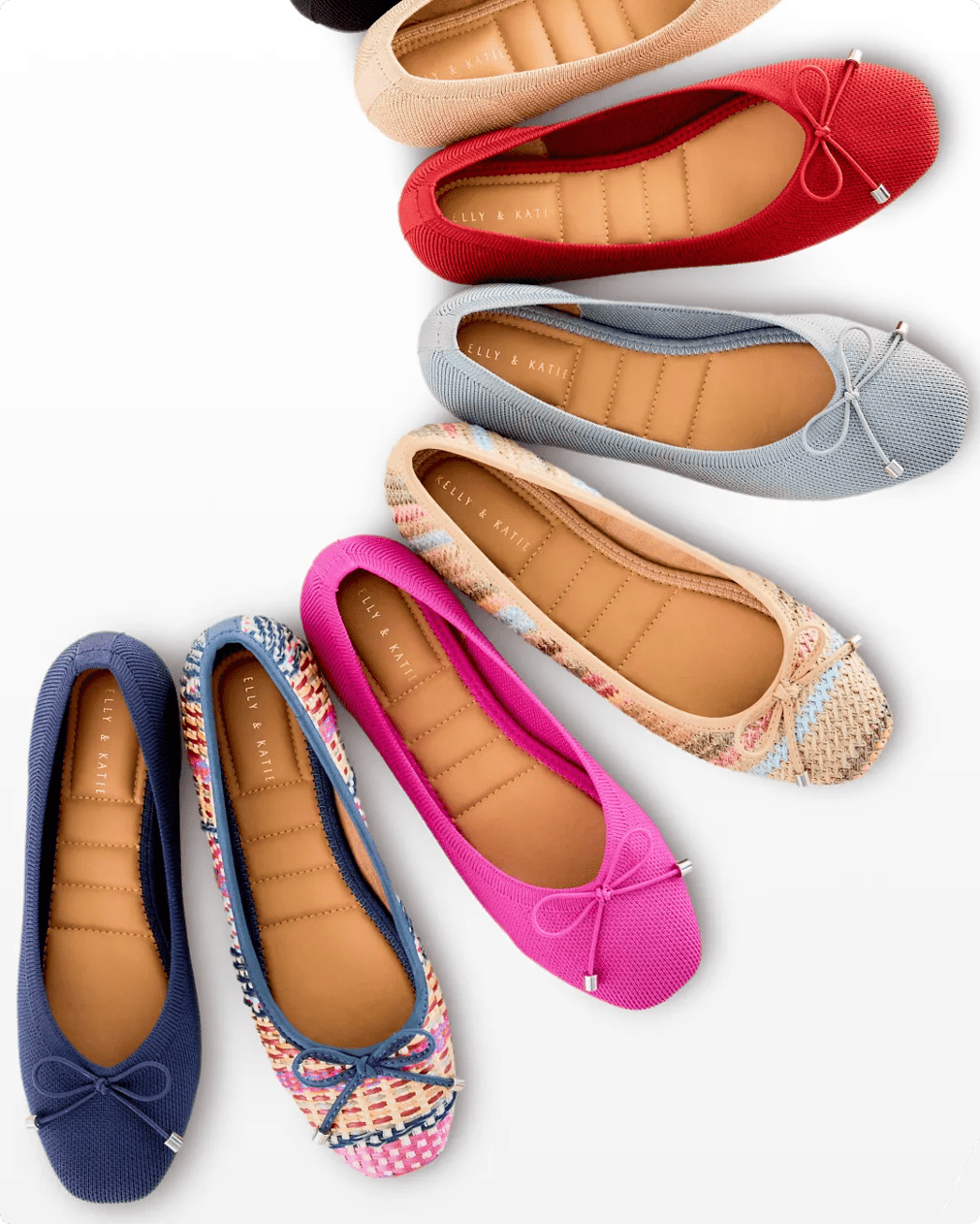 Featuring a colorful assortment of women's flats.