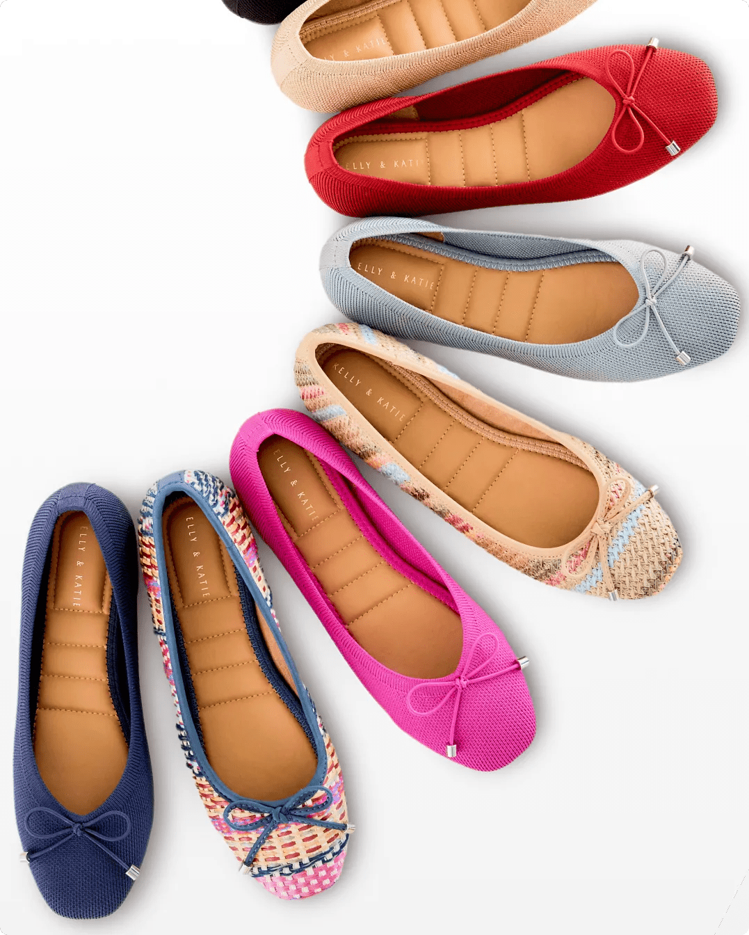Featuring a colorful assortment of women's flats.