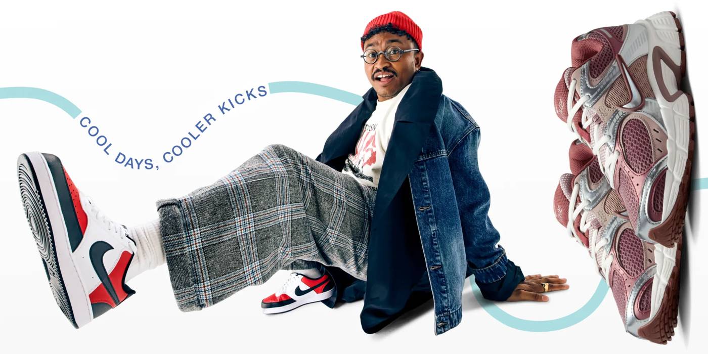 Featuring a man & women styling sneakers