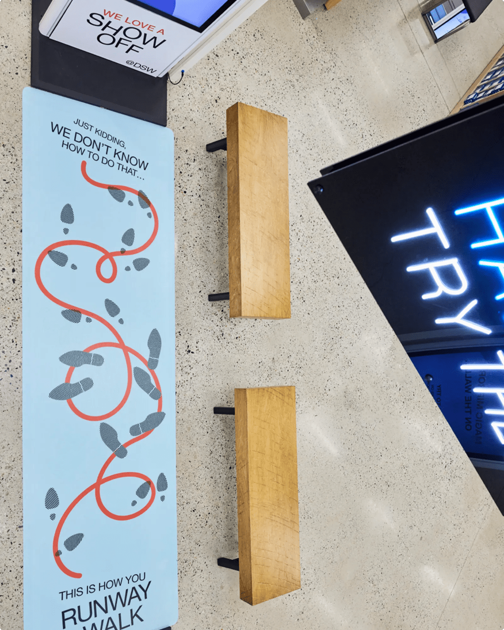 New DSW in-store try on runway experience.