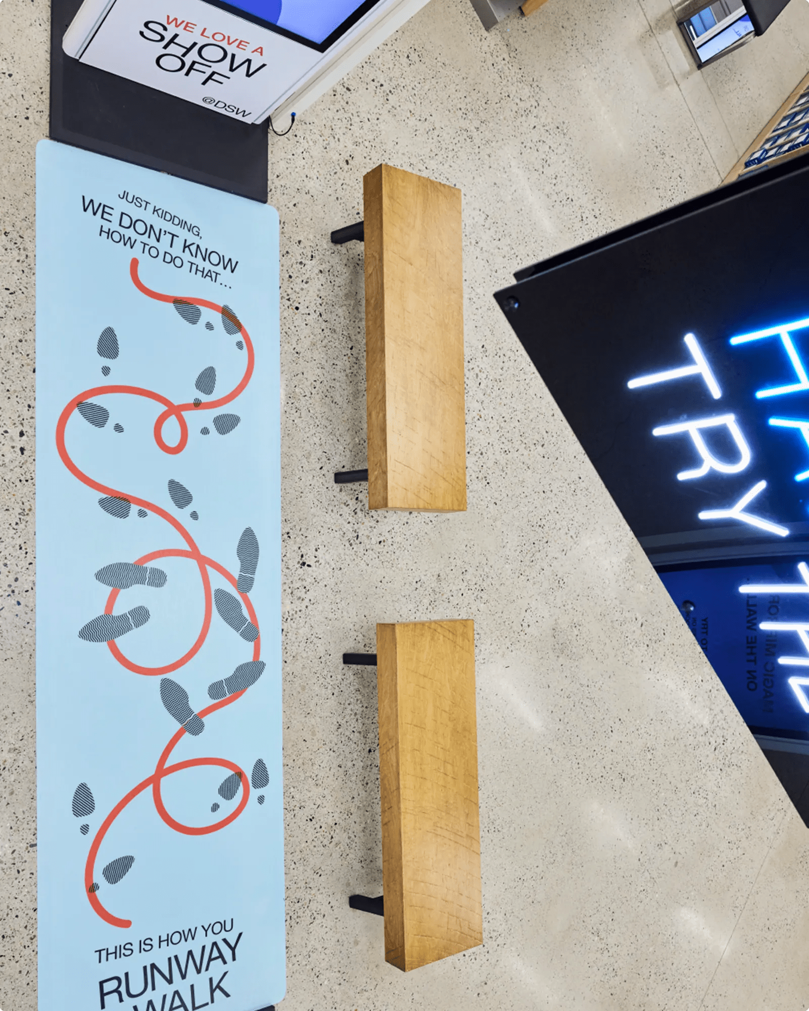 New DSW in-store try on runway experience.