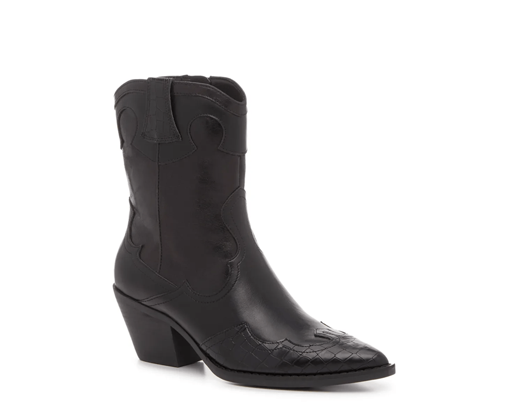 A person wearing the Crown Vintage Izzie Western Boot 578775 .