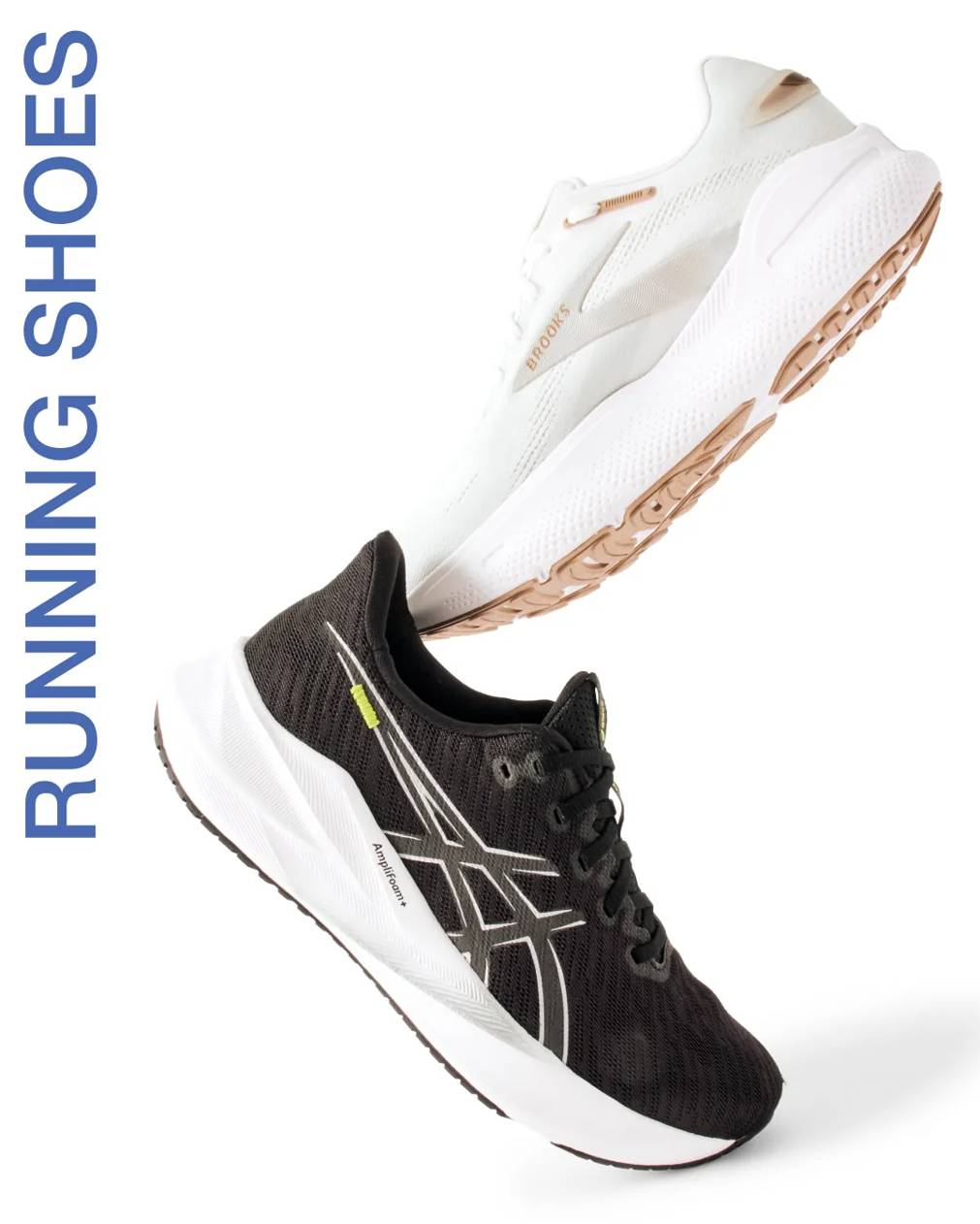 Featuring two pairs of running shoes.