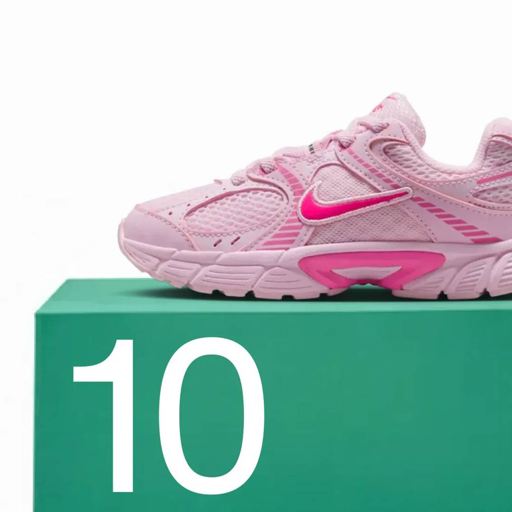 Featuring a kids' pink Nike V5 RNR sneaker.