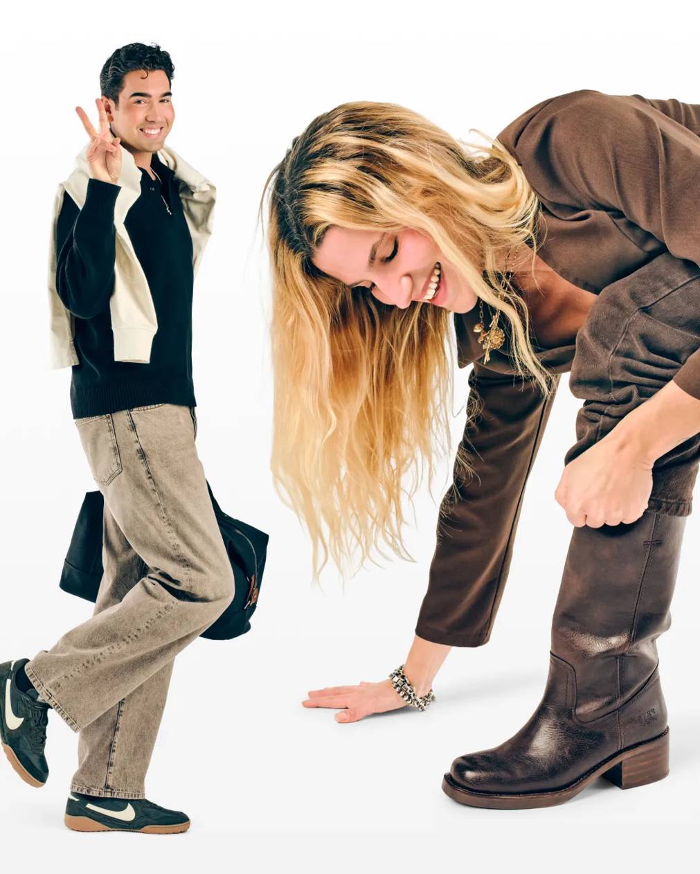 Featuring two influencers, showing off their cool new shoes.