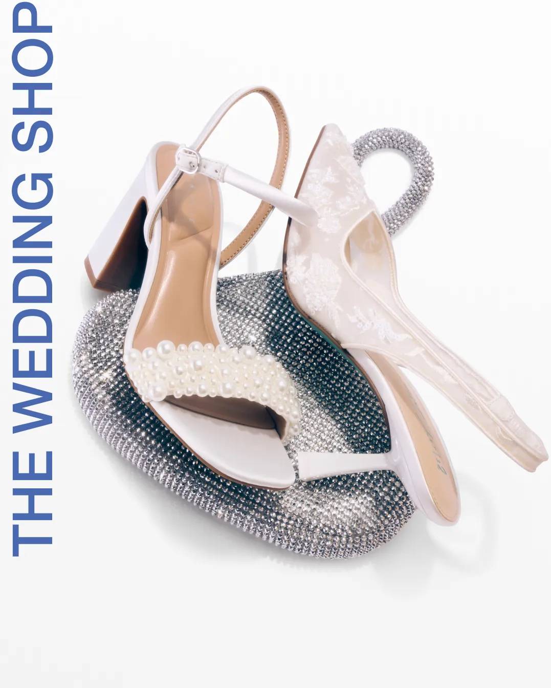 Featuring white wedding shoes.