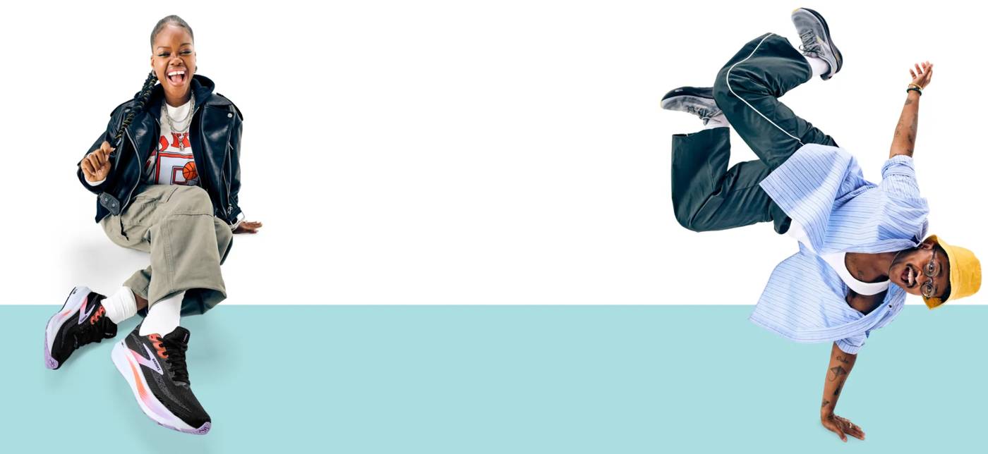 Featuring a two models both wearing Brooks sneakers.