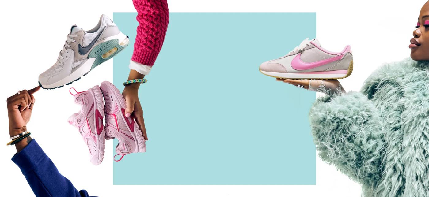 Featuring an assortment of Nike sneakers.