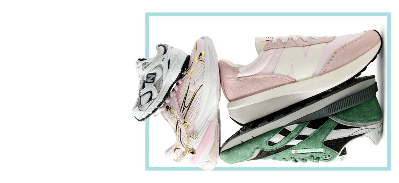 featuring an assortment of retro sneakers.