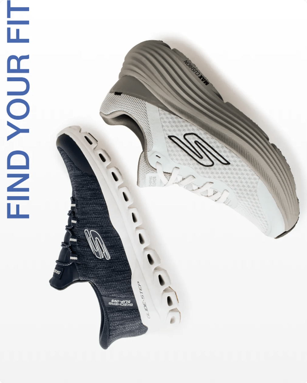 Featuring two pairs of Skechers sneakers.