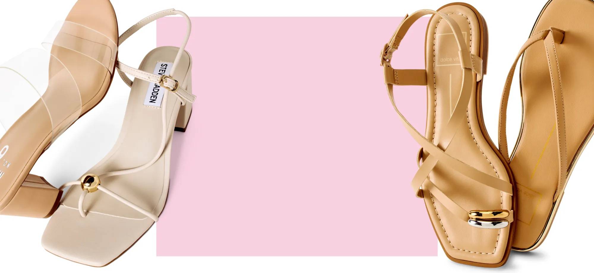 Featuring pairs of simple sandals.