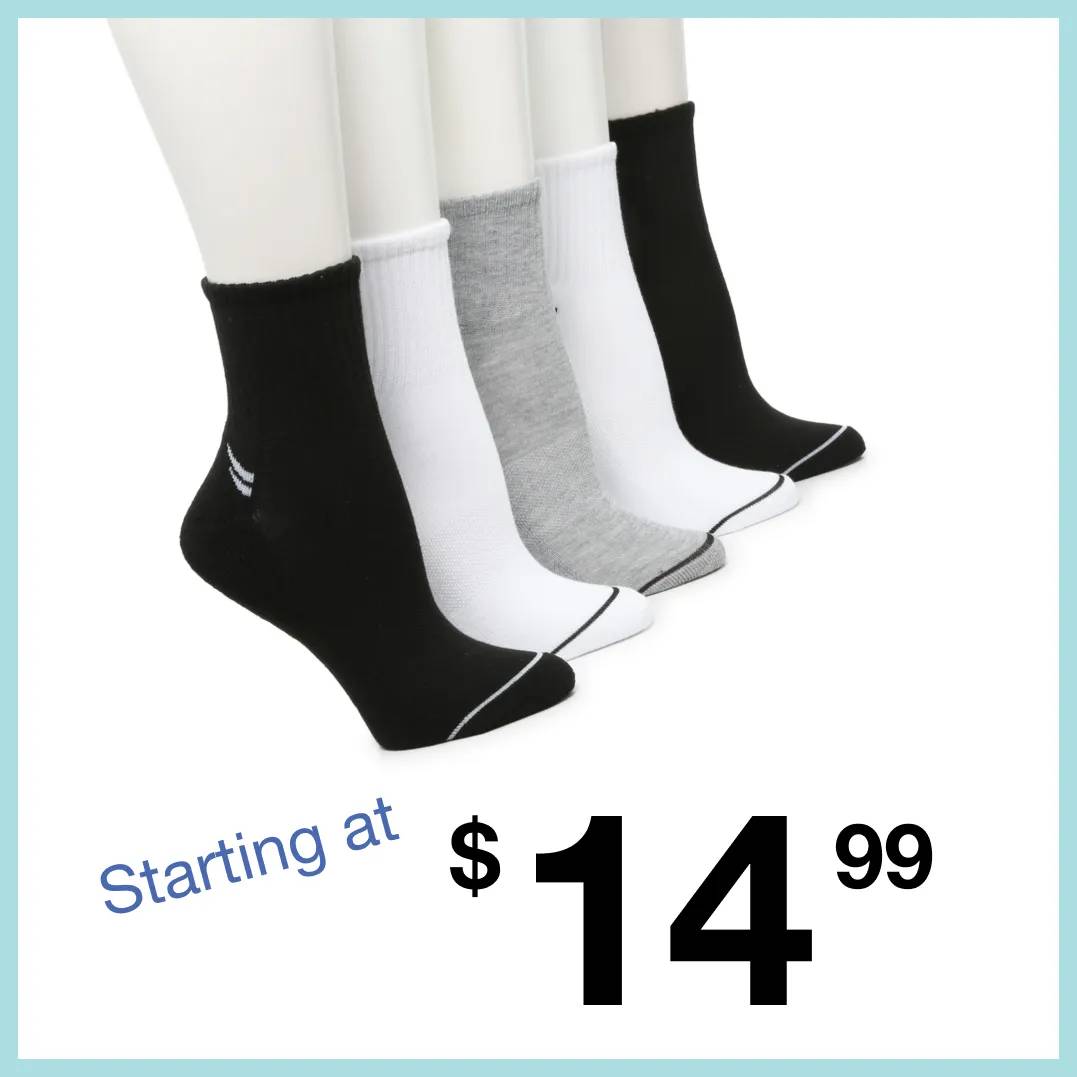 Featuring an assortment of athletic socks.