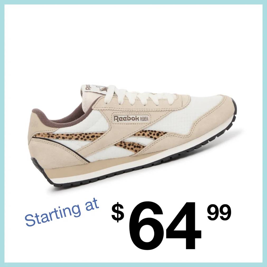 Featuring a women's Reebok sneaker.