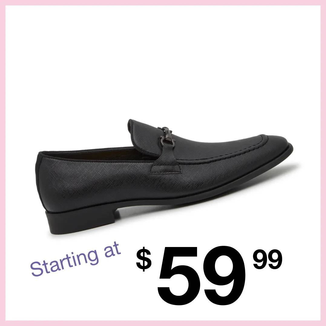 Featuring a men's black dress shoe.