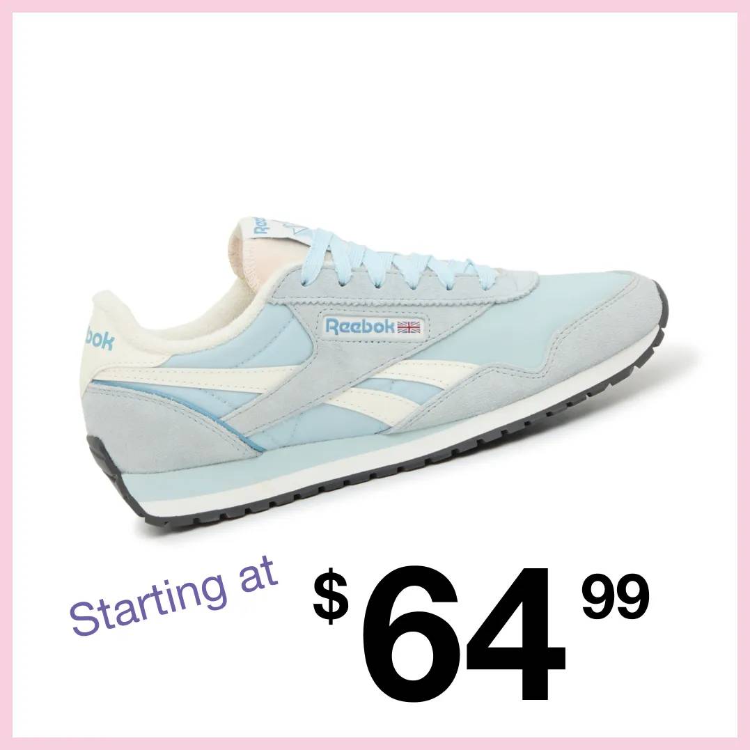 Featuring a women's light blue low profile sneaker from Reebok.