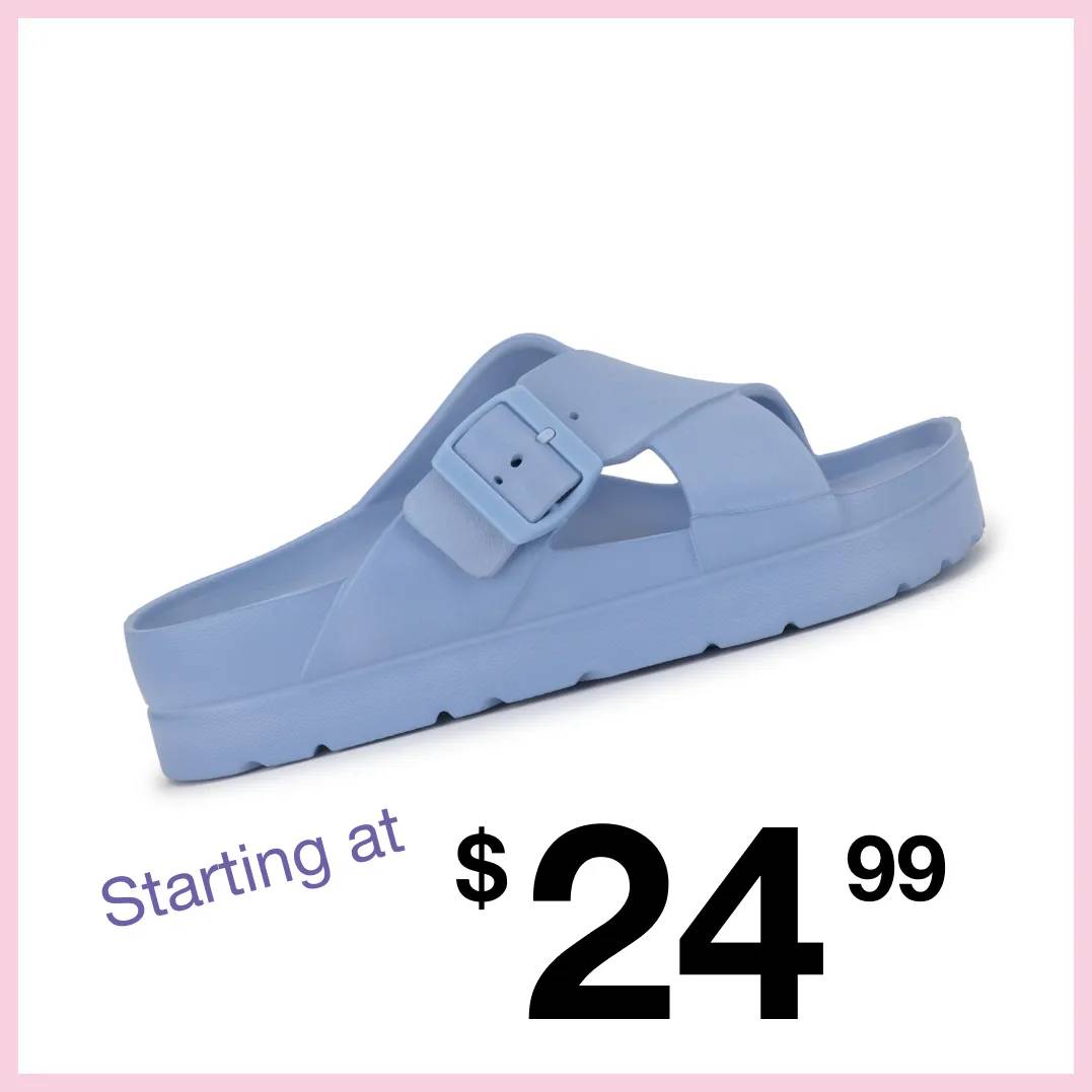 Featuring a women's blue sandal.