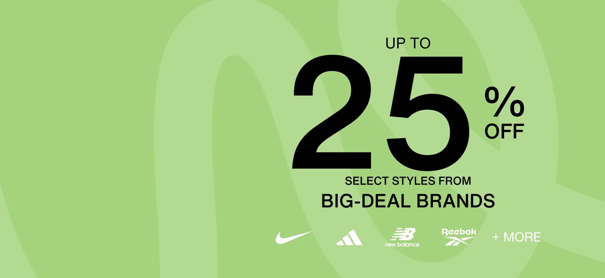 Brand logos from Nike, adidas, New Balance and Reebok.