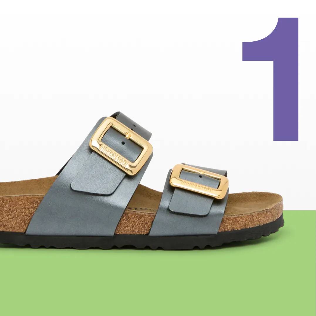 Featuring a women's Birkenstock sandal.