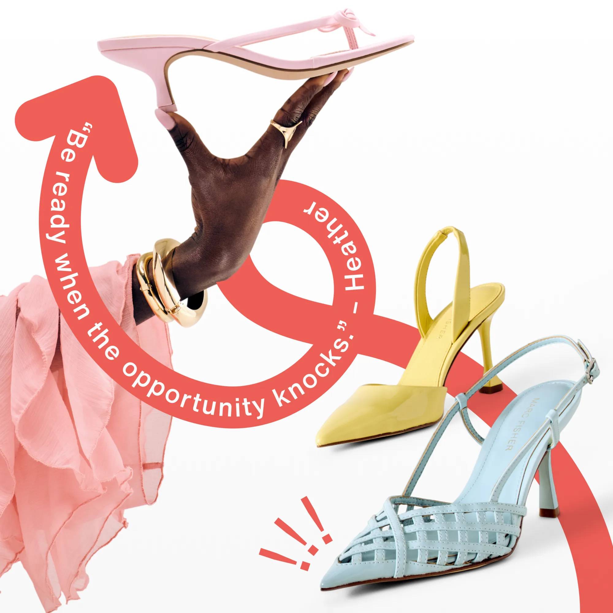 Featuring an assortment of colorful heels.