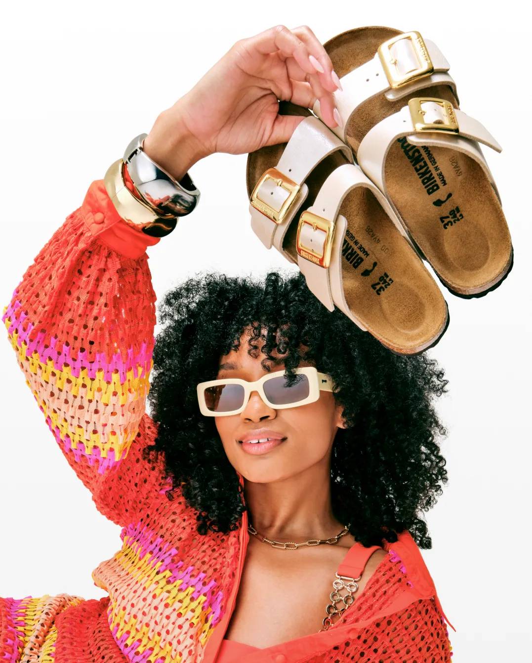 Featuring Birkenstocks with hardware details