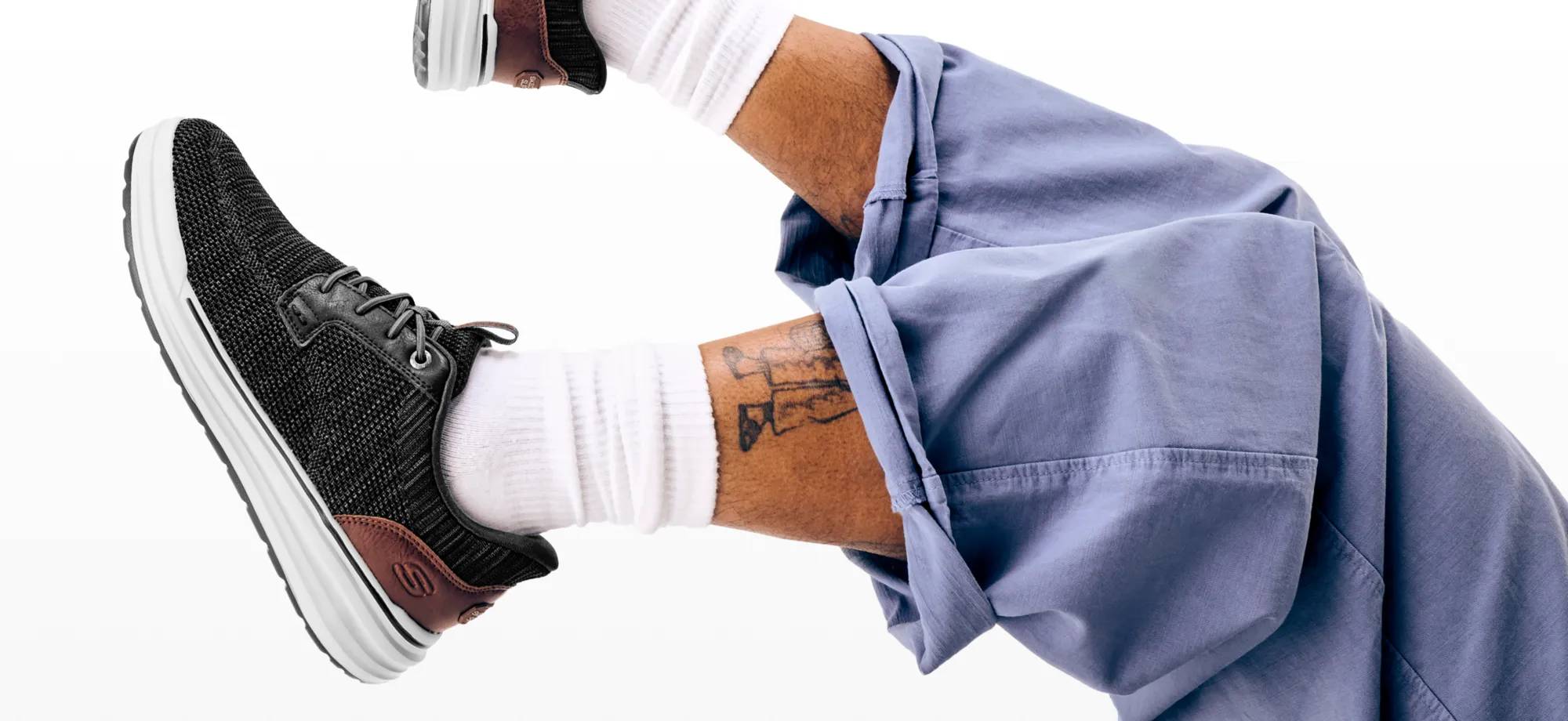 Featuring an assortment of men's sneakers.