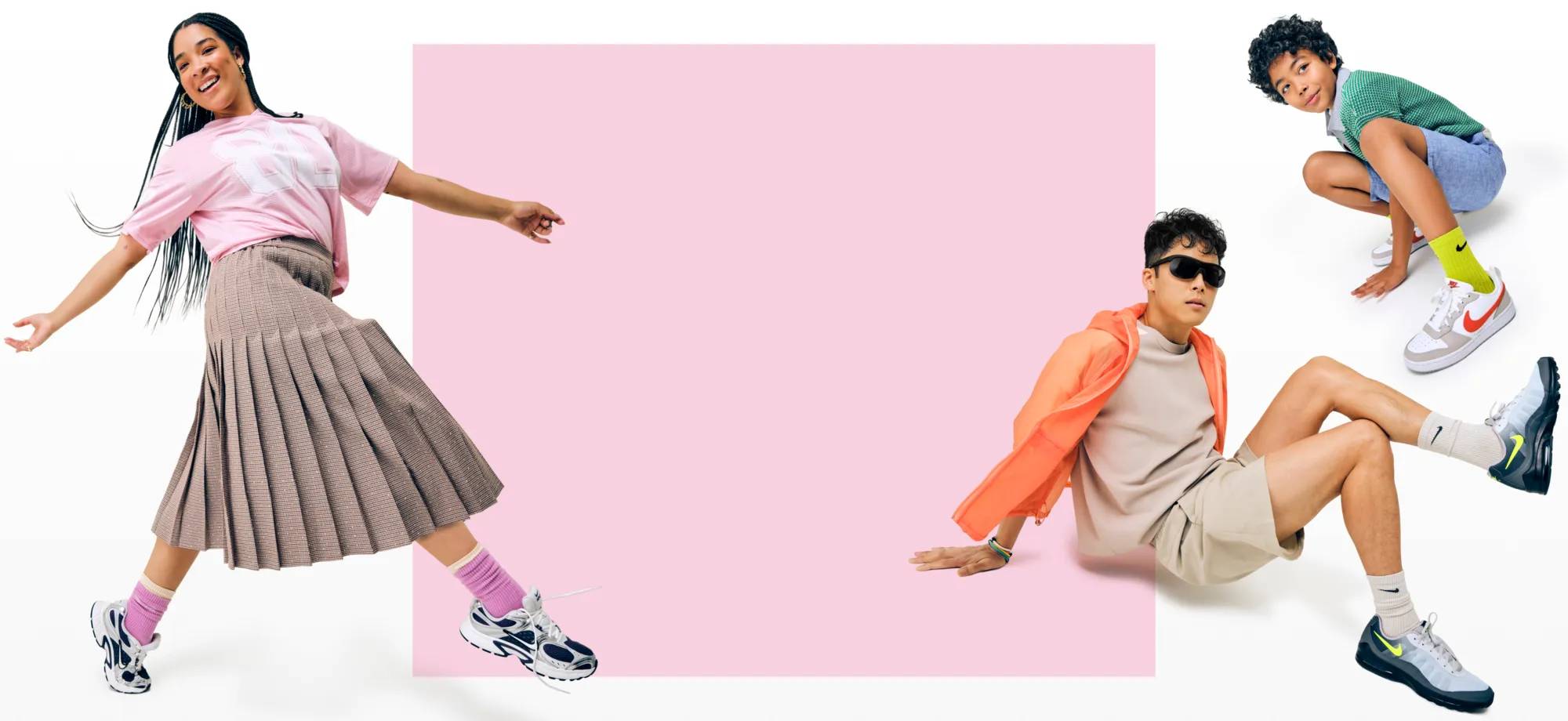 Featuring an three models all wearing Nike sneakers.
