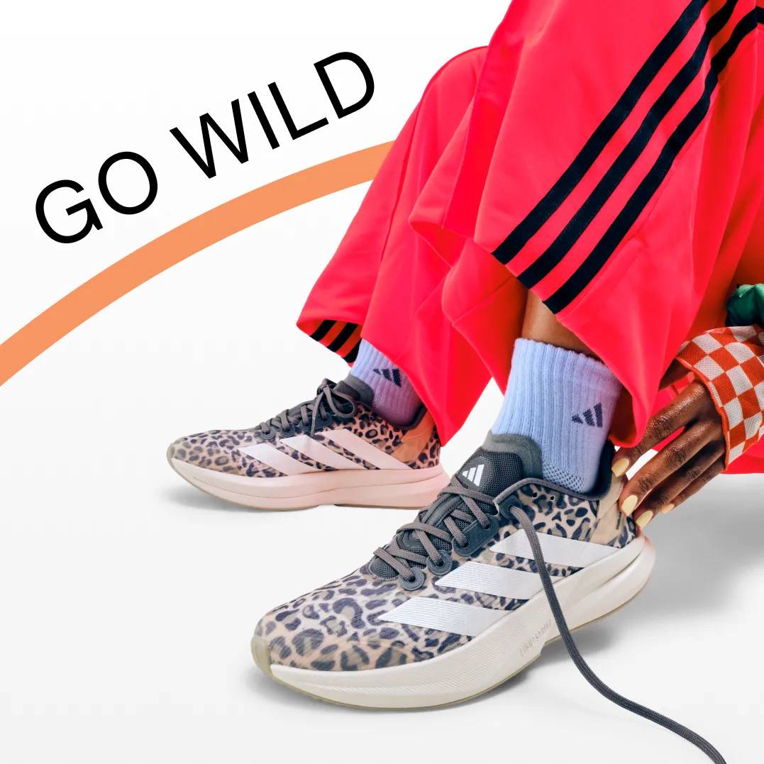 Featuring a pair of adidas animal print sneakers.