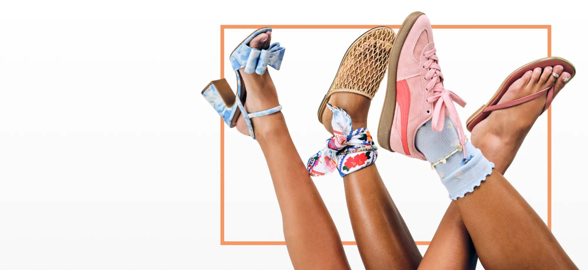 Featuring an assortment of summer shoes.