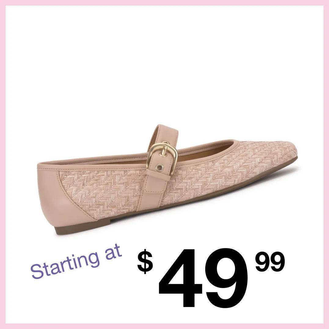 Featuring pink flats.