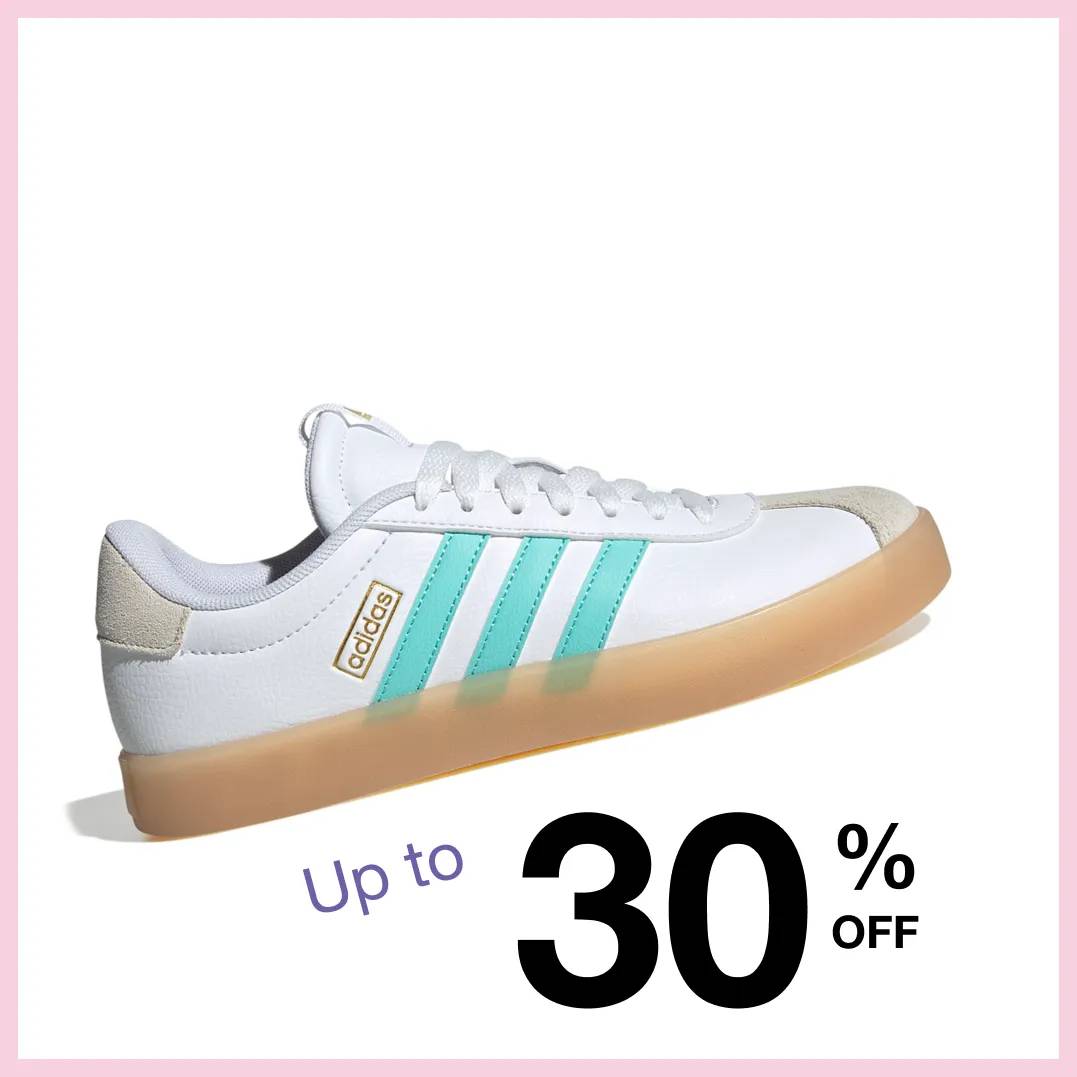 Featuring a pair of women's Adidas sneakers.
