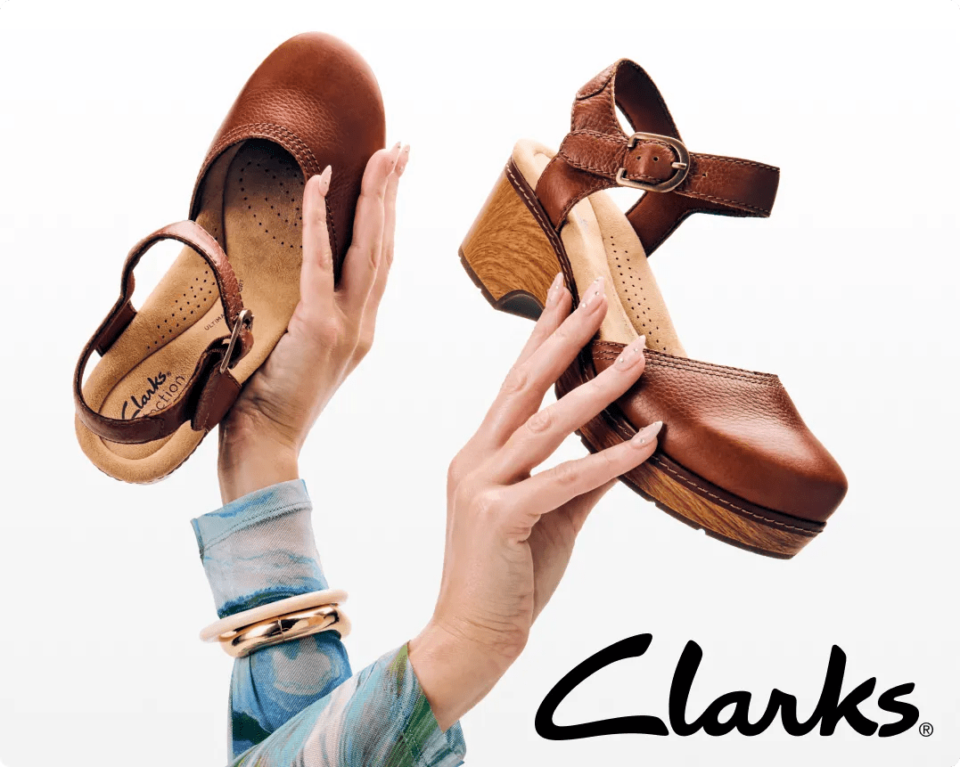 Featuring brown dress shoes from Clarks.