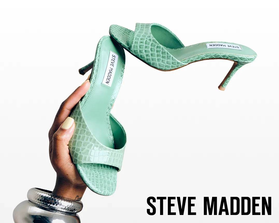 Featuring a pair of aqua blue dressy heels from Steve Madden.