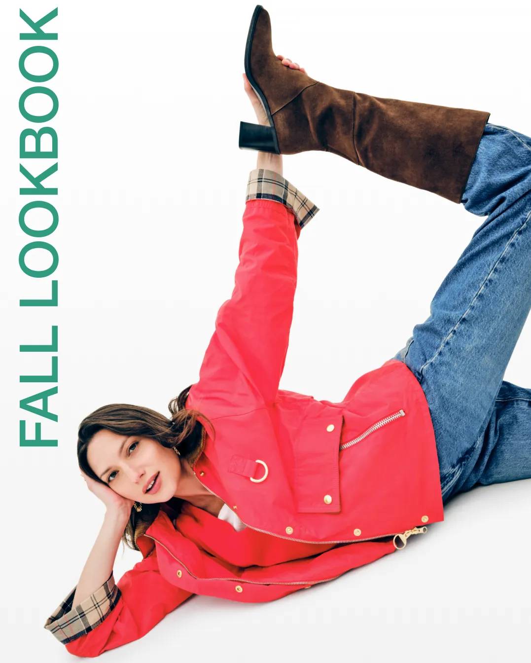 Featuring a woman wearing brown tall boots