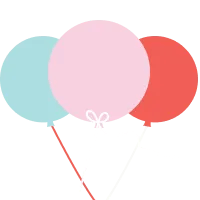 featuring three balloons