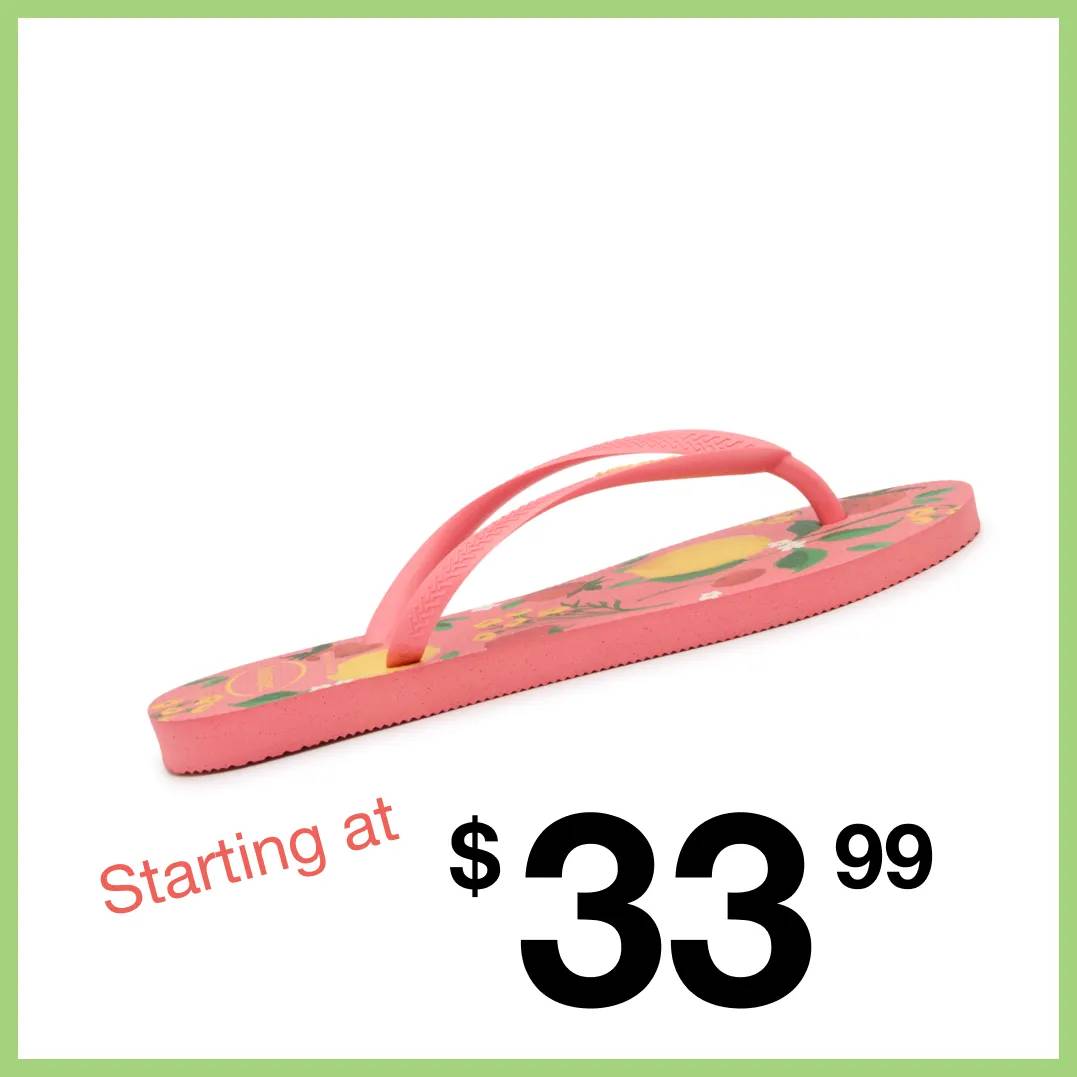 Featuring a women's pink flip flop.