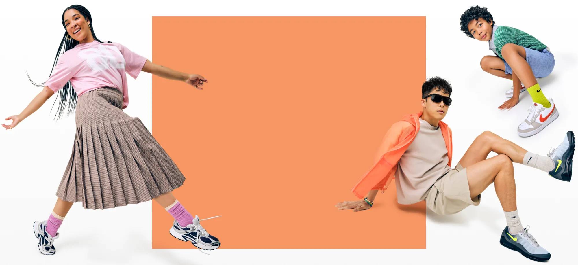 Featuring an three models all wearing Nike sneakers.